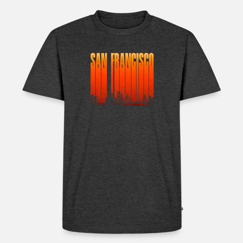 San Francisco Skyline Gradient - Männer Premium Bio T-Shirt - Anthrazit meliert