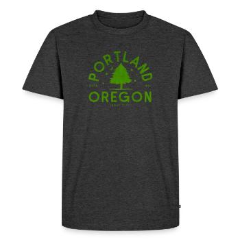 Logo de l’arbre vert de Portland - T-shirt Premium bio Homme - anthracite chiné - Devant - Nico (187cm)