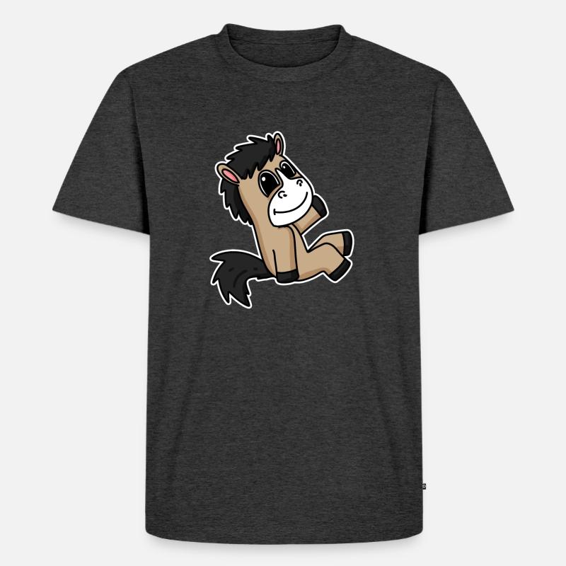 Pferd Pferde Hauspferd - Männer Premium Bio T-Shirt - Anthrazit meliert