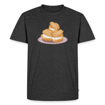 Illustration of three filled cream puffs - Men's Premium Organic T-Shirt - heather anthracite - Front - Nico (187cm)