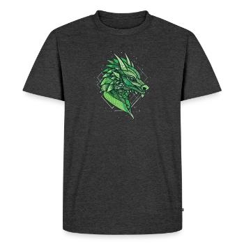 Dragon stylisé, géométrique - T-shirt Premium bio Homme - anthracite chiné - Devant - Nico (187cm)