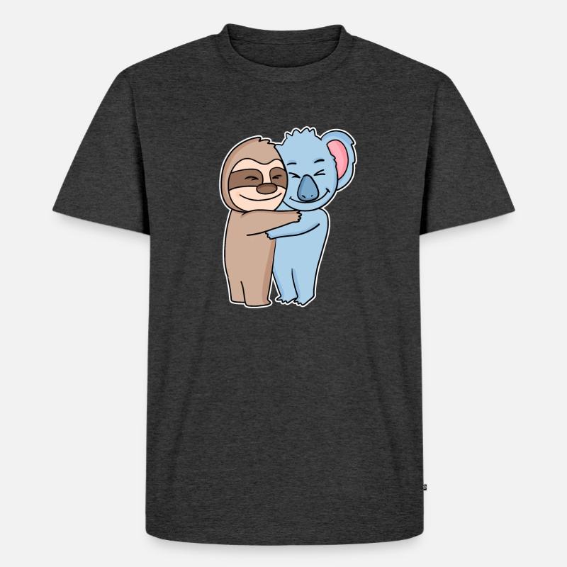 Sloth and koala hugging - hug - Men's Premium Organic T-Shirt - heather anthracite