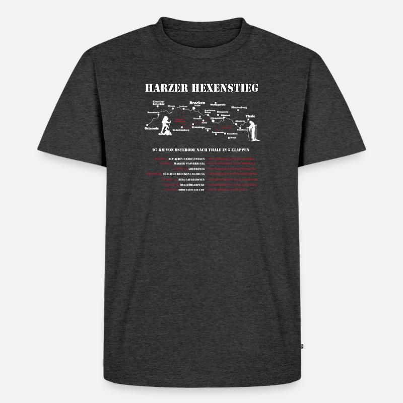 Harzer Hexenstieg Wandergruppen - 5 Etappe - Männer Premium Bio T-Shirt - Anthrazit meliert