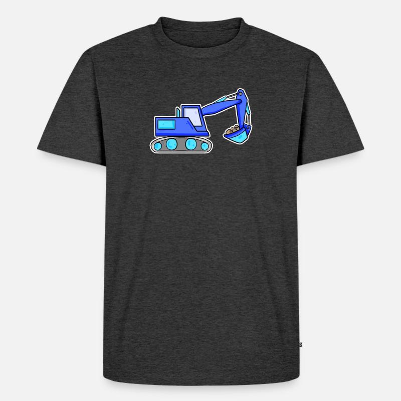 Bagger Baustelle Baggerfahrer Blau - Männer Premium Bio T-Shirt - Anthrazit meliert