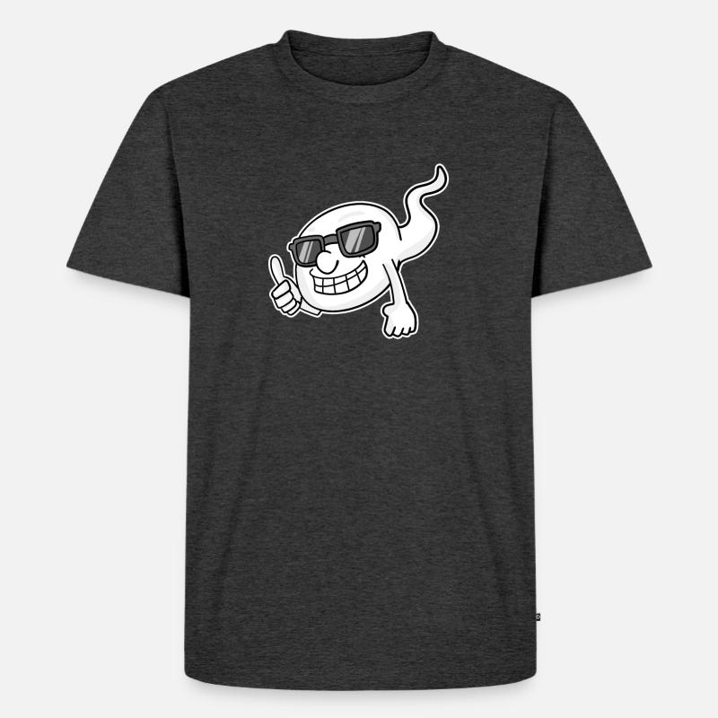 Sperma mit Sonnebrille - Männer Premium Bio T-Shirt - Anthrazit meliert