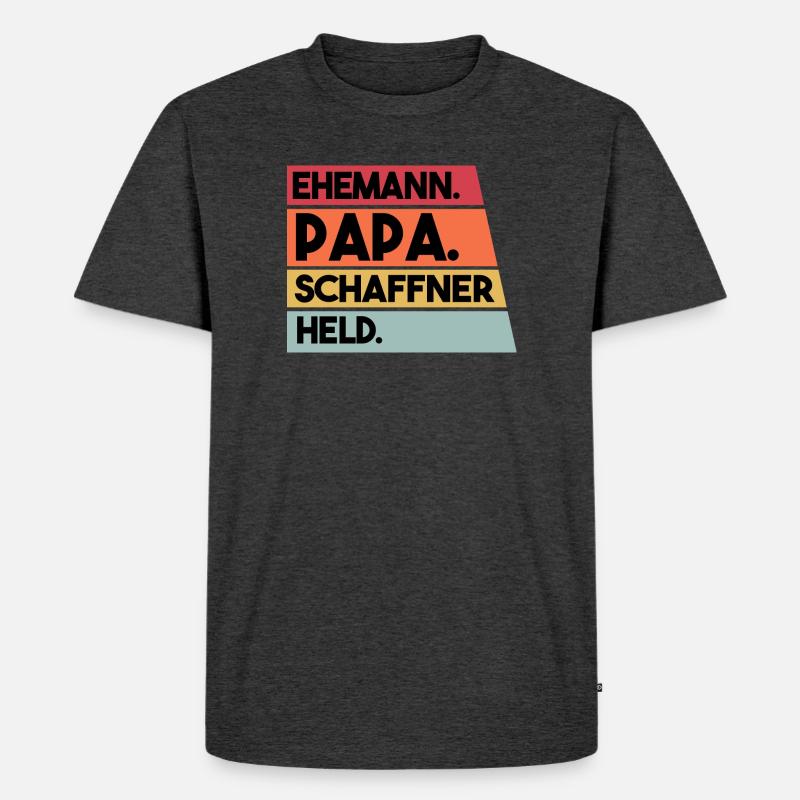 Ehemann Papa Schaffner Held - Männer Premium Bio T-Shirt - Anthrazit meliert