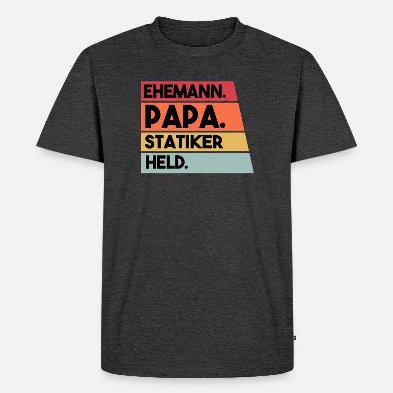 Ehemann Papa Statiker Held - Männer Premium Bio T-Shirt - Anthrazit meliert