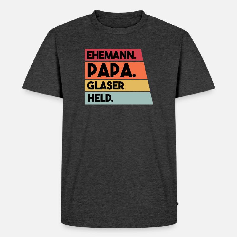 Ehemann Papa Glaser Held - Männer Premium Bio T-Shirt - Anthrazit meliert