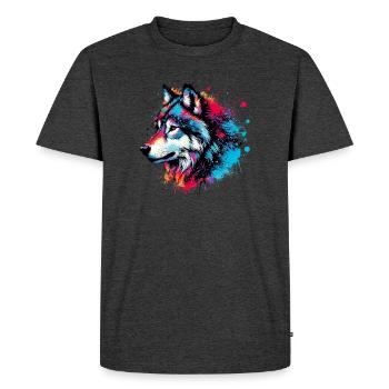 Wolf - Men's Premium Organic T-Shirt - heather anthracite - Front - Nico (187cm)
