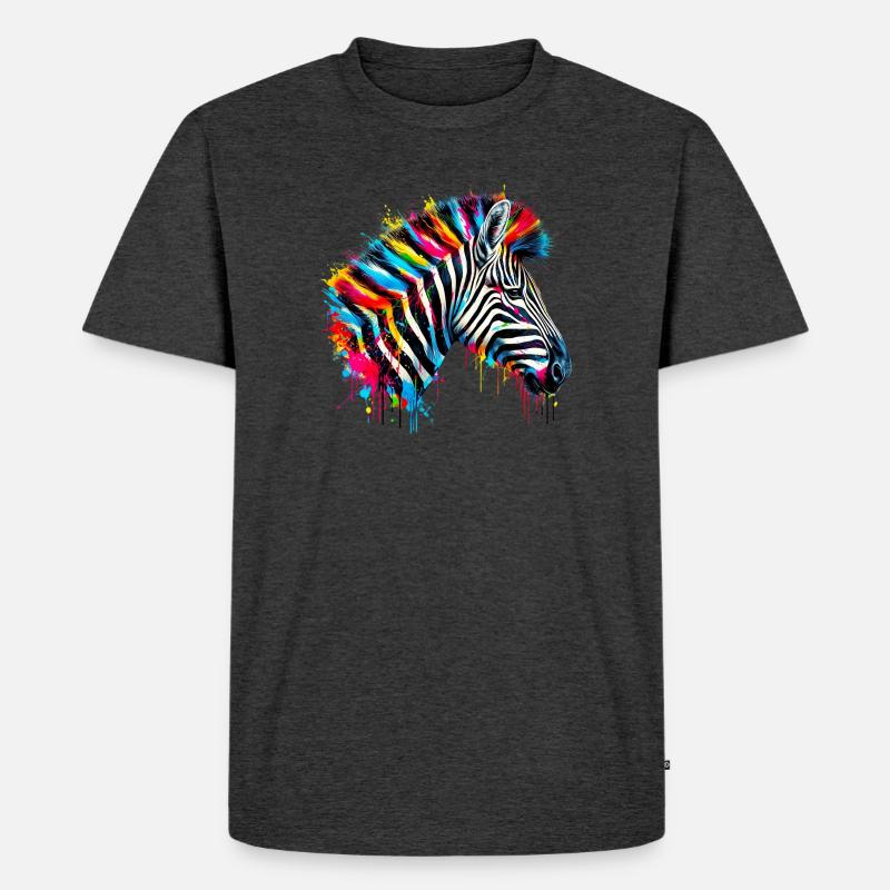 Zebra - Männer Premium Bio T-Shirt - Anthrazit meliert