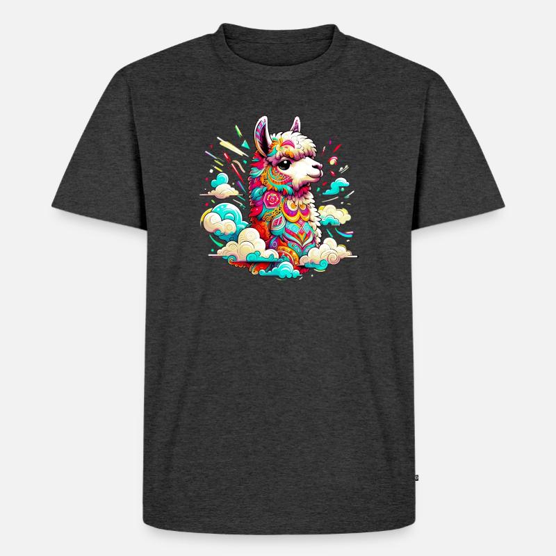 Alpaka - Männer Premium Bio T-Shirt - Anthrazit meliert