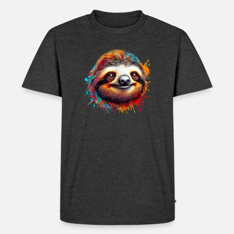 Faultier - Männer Premium Bio T-Shirt - Anthrazit meliert