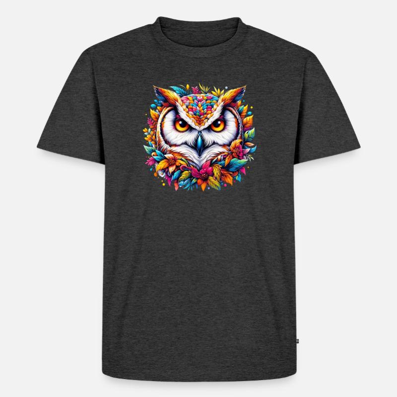 Eule - Männer Premium Bio T-Shirt - Anthrazit meliert