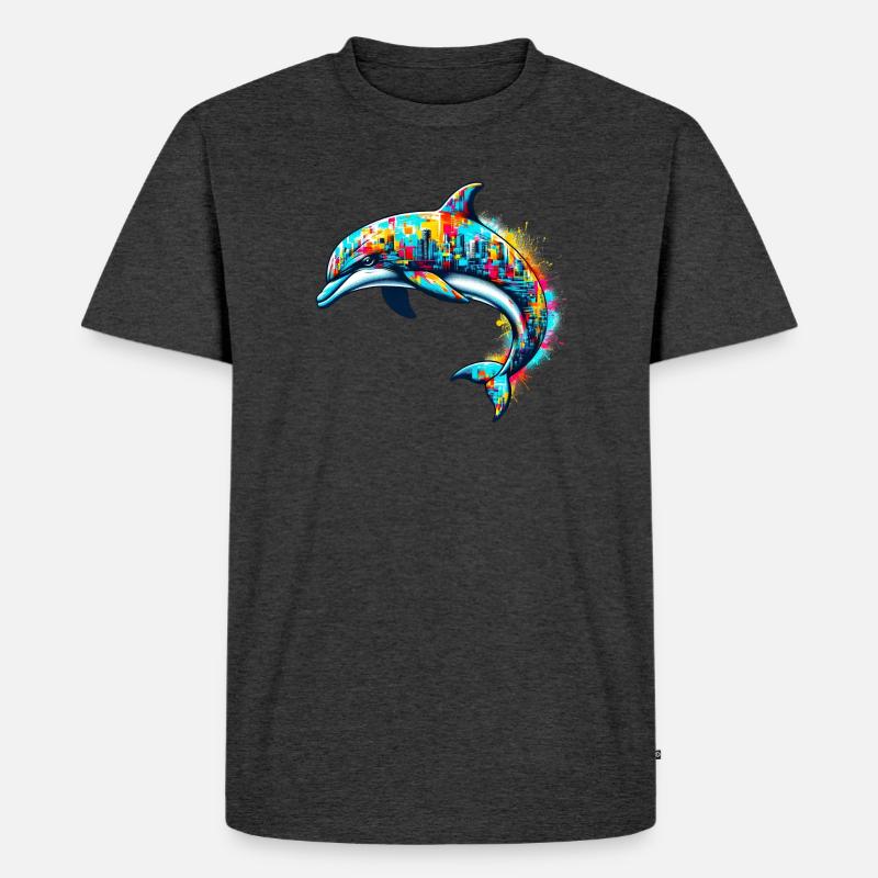 Delfin - Männer Premium Bio T-Shirt - Anthrazit meliert