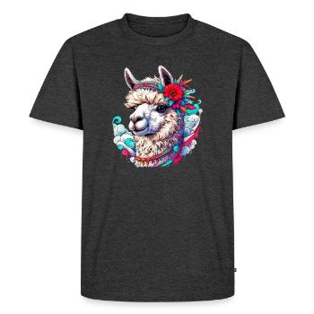 Alpaca - Men's Premium Organic T-Shirt - heather anthracite - Front - Nico (187cm)