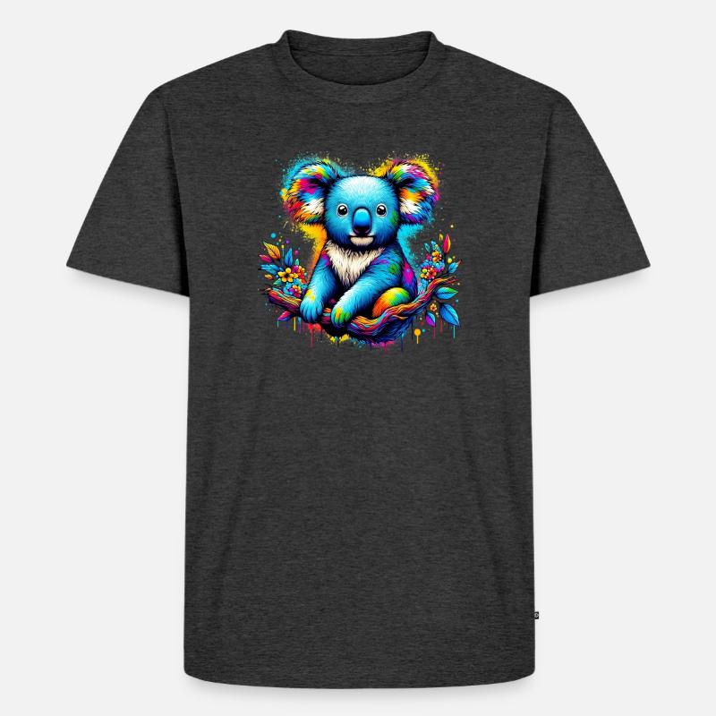 Koala - Männer Premium Bio T-Shirt - Anthrazit meliert