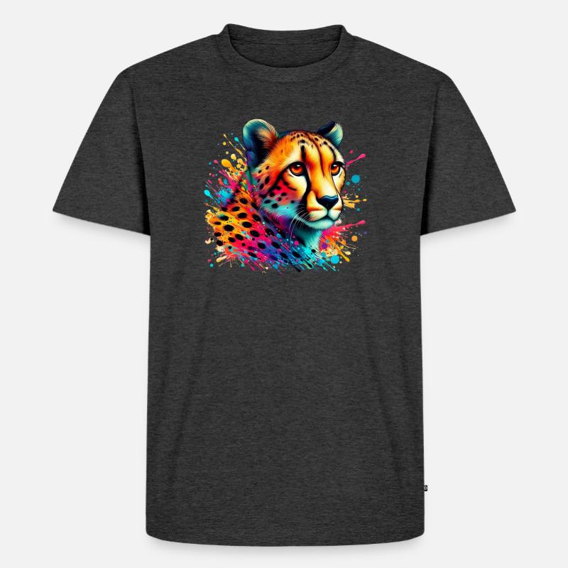Gepard - Männer Premium Bio T-Shirt - Anthrazit meliert