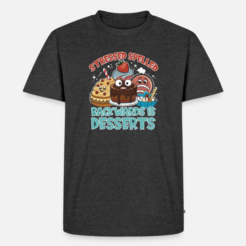 Stressed Spelled Backwards Desserts - Männer Premium Bio T-Shirt - Anthrazit meliert