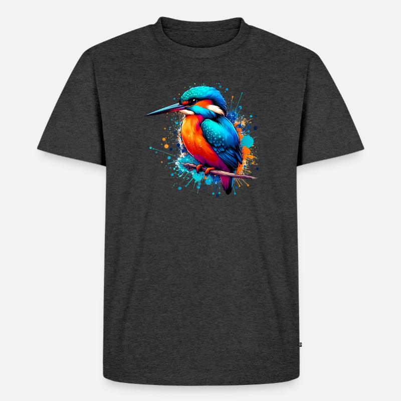 Eisvogel - Männer Premium Bio T-Shirt - Anthrazit meliert