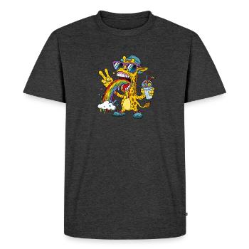 Girafe arc-en-ciel - T-shirt Premium bio Homme - anthracite chiné - Devant - Nico (187cm)