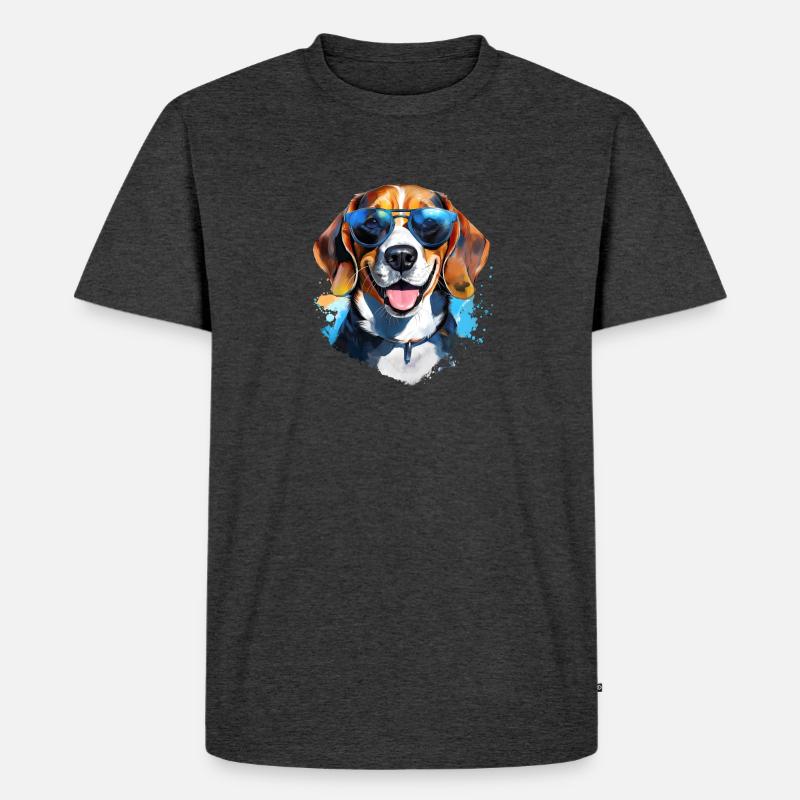 Beagle mit Sonnenbrille - Männer Premium Bio T-Shirt - Anthrazit meliert