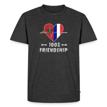 Le Maroc et la France : une amitié à 100 % - T-shirt Premium bio Homme - anthracite chiné - Devant - Nico (187cm)