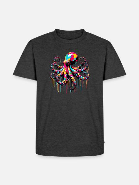 Octopus - Men's Premium Organic T-Shirt - heather anthracite