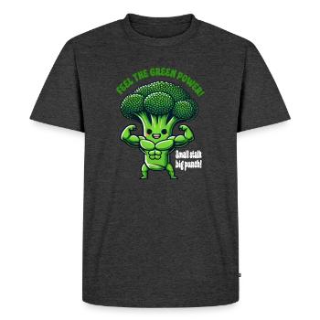 Starker Brokkoli - Männer Premium Bio T-Shirt - Anthrazit meliert - Vorne - Nico (187cm)