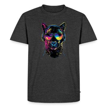 Panther Leopard Big Cat Cute Big Cat Panter - Men's Premium Organic T-Shirt - heather anthracite - Front - Nico (187cm)