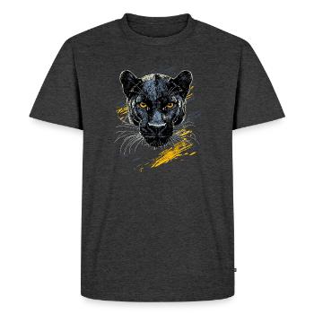 Panther Leopard Big Cat Cute Big Cat Panter - Men's Premium Organic T-Shirt - heather anthracite - Front - Nico (187cm)