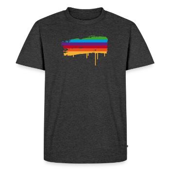 Coup de pinceau arc-en-ciel avec des gouttes de peinture - T-shirt Premium bio Homme - anthracite chiné - Devant - Nico (187cm)