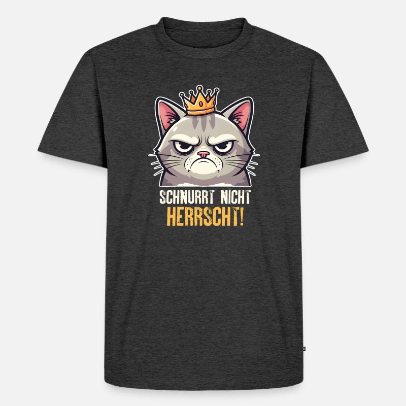 Grumpy Katze Herrscher Design - Männer Premium Bio T-Shirt - Anthrazit meliert
