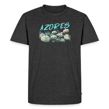 Açores Hydrangea, hortensias Bleues - T-shirt Premium bio Homme - anthracite chiné - Devant - Nico (187cm)