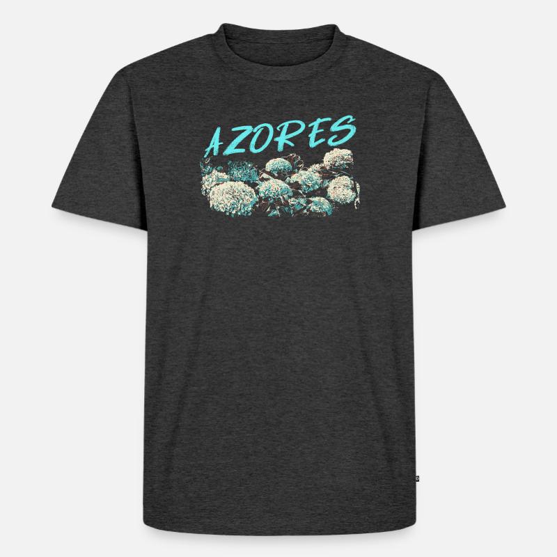Azores Hydrangea, Blue Hydrangeas - Men's Premium Organic T-Shirt - heather anthracite