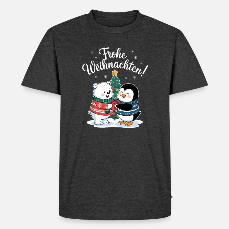 Eisbär Pinguin Weihnachtspullover süß Weihnachten - Männer Premium Bio T-Shirt - Anthrazit meliert
