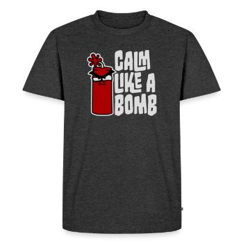 Calme comme une bombe Paradoxe Ironie Humour Blague explosive - T-shirt Premium bio Homme - anthracite chiné - Devant - Nico (187cm)