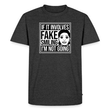 S’il s’agit d’un faux sourire, je ne vais pas le dire - T-shirt Premium bio Homme - anthracite chiné - Devant - Nico (187cm)