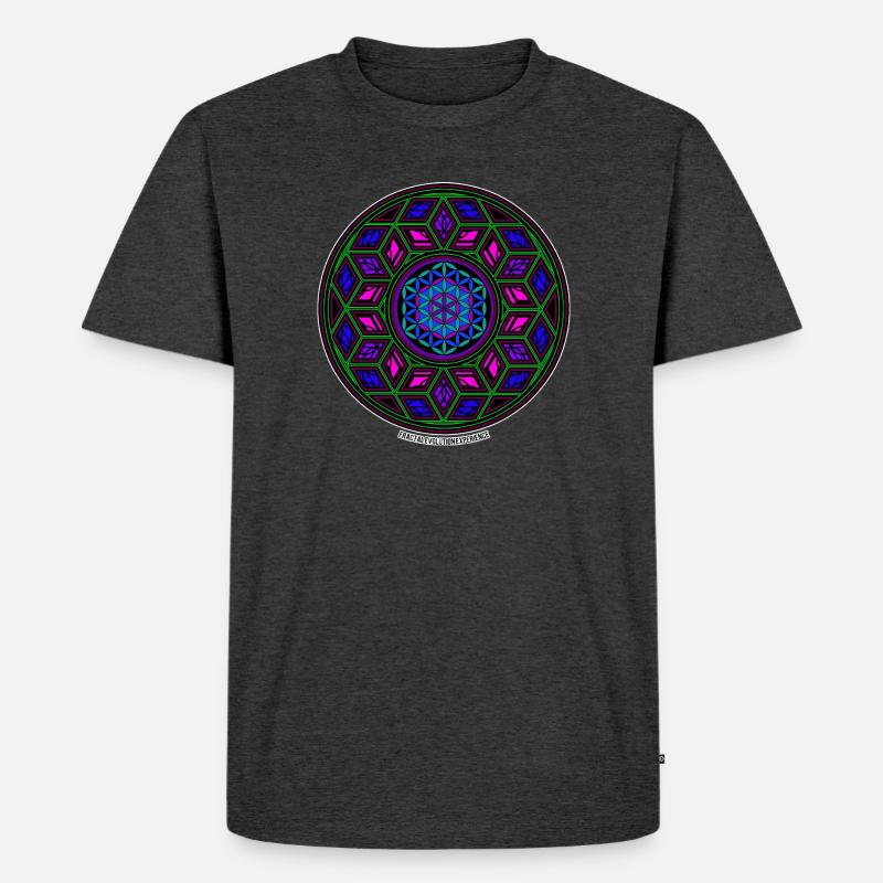 Fractal Evolution Experience Kaleidoskop Mandala - Männer Premium Bio T-Shirt - Anthrazit meliert