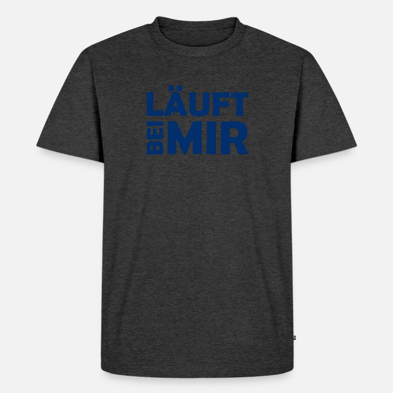 Läuft bei mir - Cooler Spruch - Laufen - Männer Premium Bio T-Shirt - Anthrazit meliert