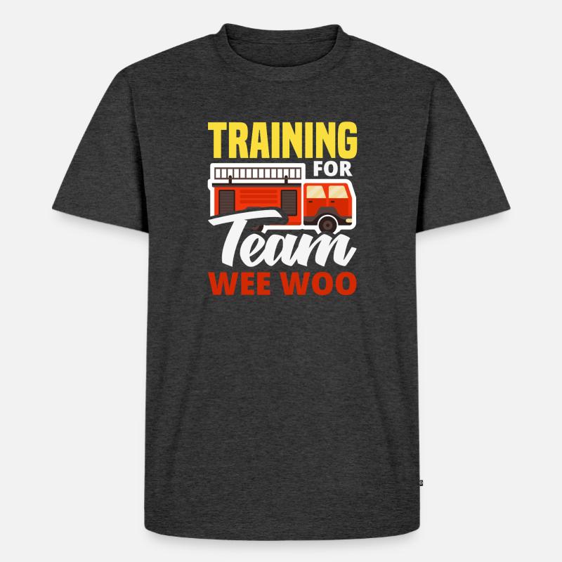 Wee Woo Squad Fire Tiny Feuerwehrmann - Männer Premium Bio T-Shirt - Anthrazit meliert
