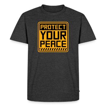 Protégez votre paix Santé mentale Pleine conscience - T-shirt Premium bio Homme - anthracite chiné - Devant - Nico (187cm)