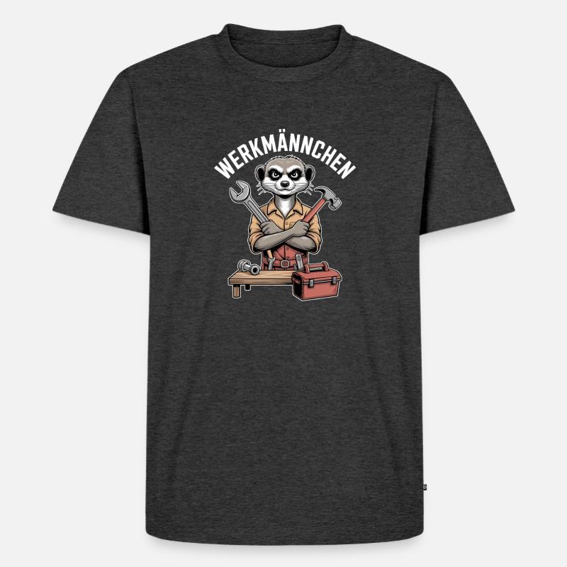 Erdmännchen Echter Heimwerker Mann Handwerker - Männer Premium Bio T-Shirt - Anthrazit meliert