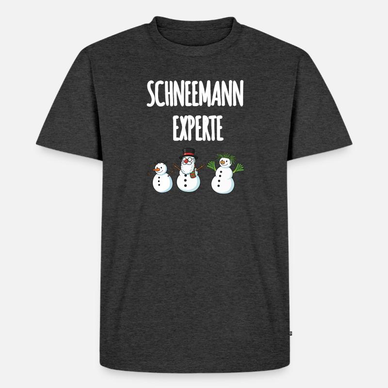 Schneemann Experte - Männer Premium Bio T-Shirt - Anthrazit meliert