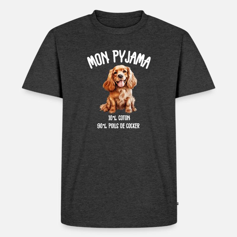 Cocker Spaniel Hundehaar-Pyjamas - Männer Premium Bio T-Shirt - Anthrazit meliert