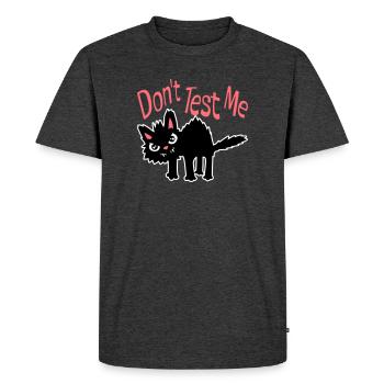 Ne me teste pas, chat coquin, citation drôle : logo - T-shirt Premium bio Homme - anthracite chiné - Devant - Nico (187cm)
