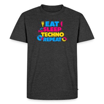 Mange Sommeil Techno Explosion Répétée des Couleurs - T-shirt Premium bio Homme - anthracite chiné - Devant - Nico (187cm)