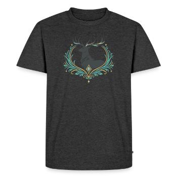 Cerf en cœur ornemental - T-shirt Premium bio Homme - anthracite chiné - Devant - Nico (187cm)