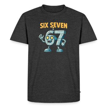 Six Seven 67 Robot Robot Brainrot italien Humour - T-shirt Premium bio Homme - anthracite chiné - Devant - Nico (187cm)