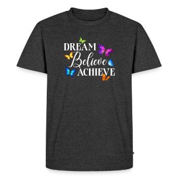 Jardin inspirant des papillons monarques - T-shirt Premium bio Homme - anthracite chiné - Devant - Nico (187cm)