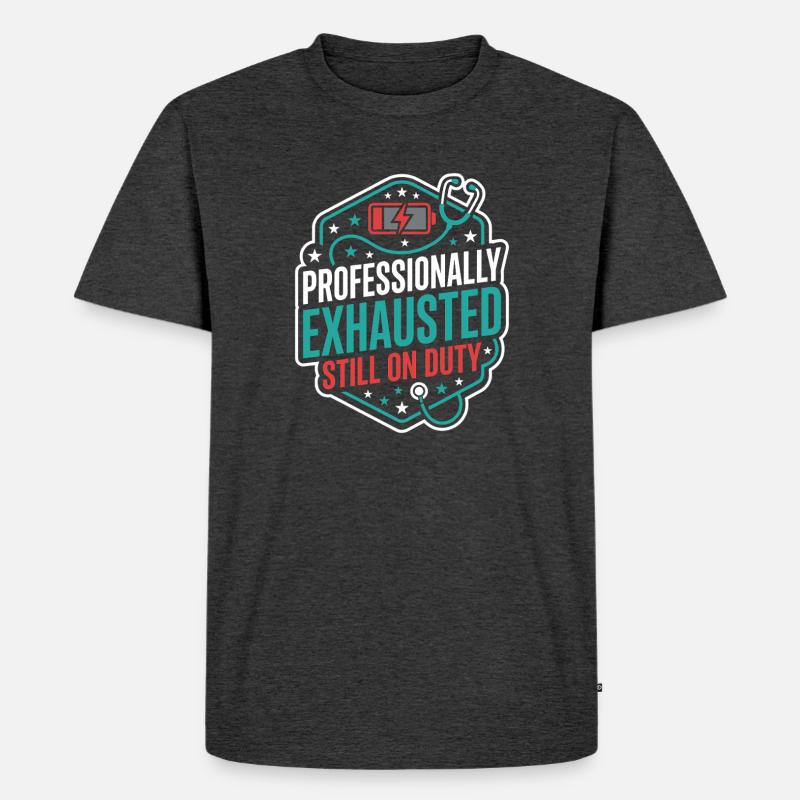 Nachtschicht-krankenschwester, Müde - Männer Premium Bio T-Shirt - Anthrazit meliert